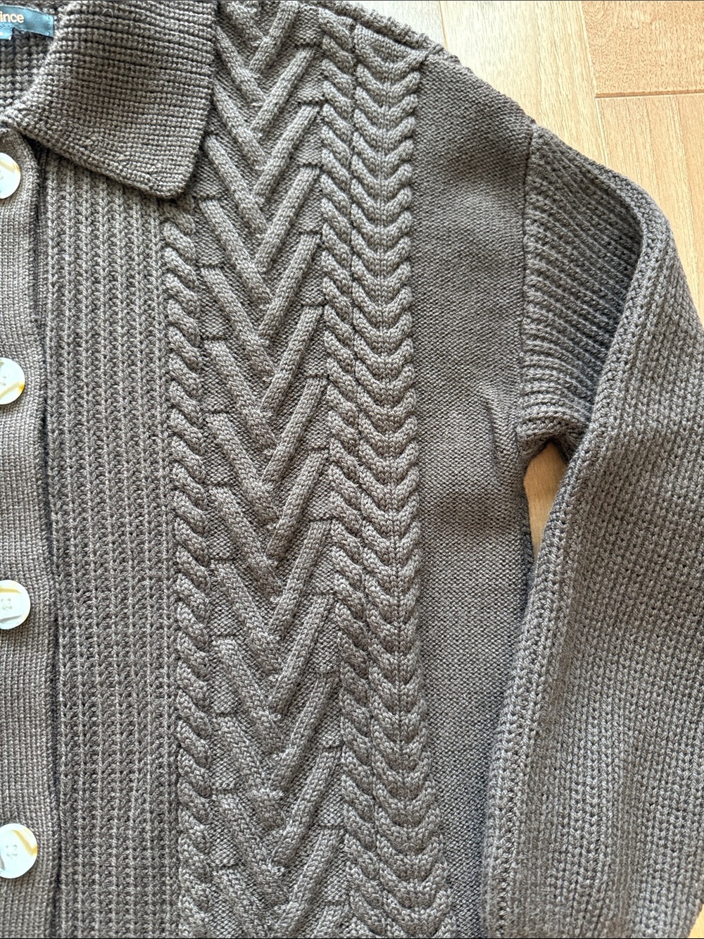 Quince Australian Merino Wool Collared Cable Cardigan chocolate brown S Small - Picture 8 of 12